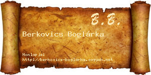 Berkovics Boglárka névjegykártya